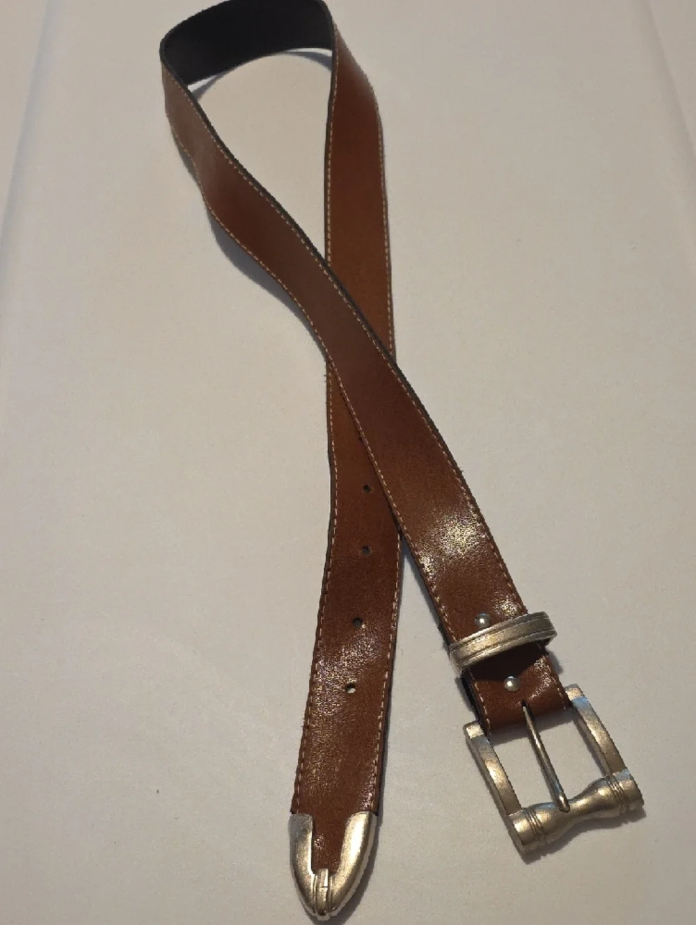 Brown Western Belt with Silver-Tone Buckle